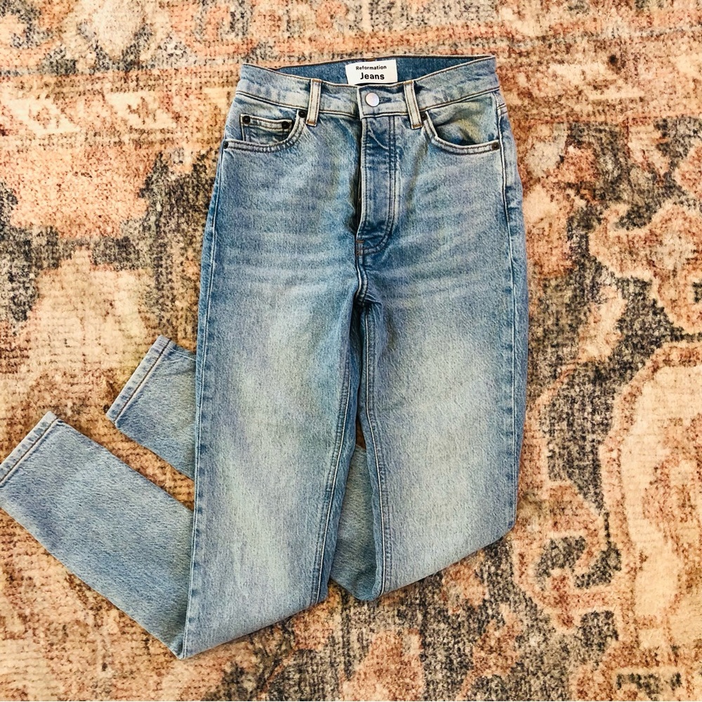 Reformation Jeans Skinny High Rise Button Fly Montego Wash Size 23